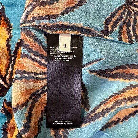 NWT Dorothee Schumacher Translucent Leaves Tank Top Turquoise Orange Size 4 - Picture 5 of 5